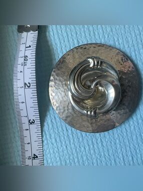 Silver-tone Hammered Swirl Brooch